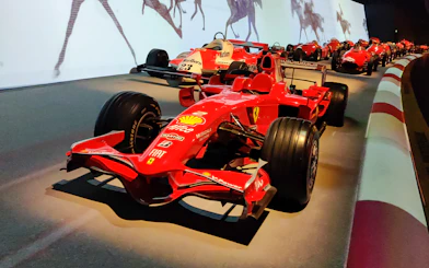 Ferrari F2007 Formula 1 car displayed at National Automobile Museum, Turin, Italy.