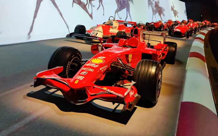 Ferrari F2007 Formula 1 car displayed at National Automobile Museum, Turin, Italy.