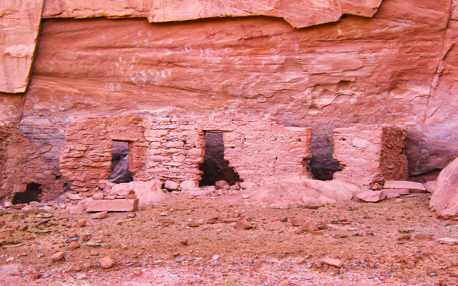 House of Many Hands Ruins in Mystery Valley, Arizona, ancient stone structures.