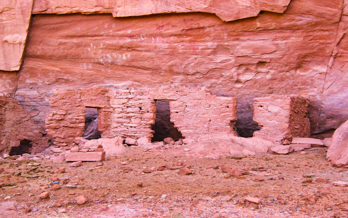 House of Many Hands Ruins in Mystery Valley, Arizona, ancient stone structures.