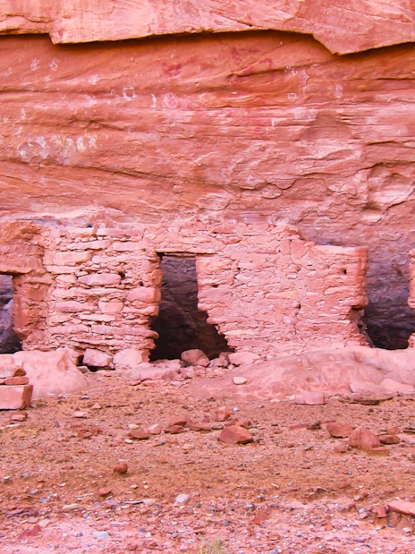 House of Many Hands Ruins in Mystery Valley, Arizona, ancient stone structures.