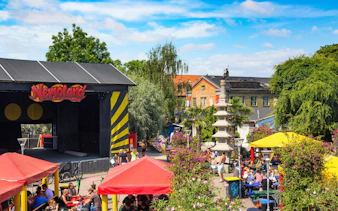 Freetown Christiania's Nemoland stage and outdoor seating area in Copenhagen.