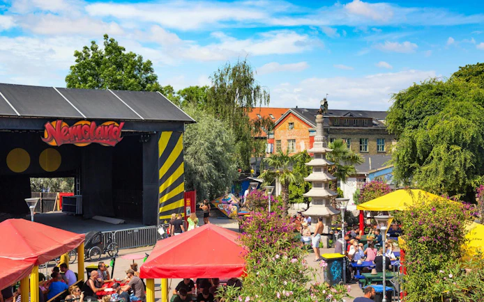 Freetown Christiania's Nemoland stage and outdoor seating area in Copenhagen.
