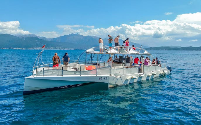 Guests enjoying the Blue Cave & Our Lady of The Rock boat tour.
