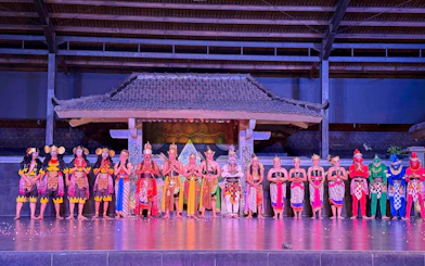 Traditional dancers performing at Purawisata in Yogyakarta, Indonesia.