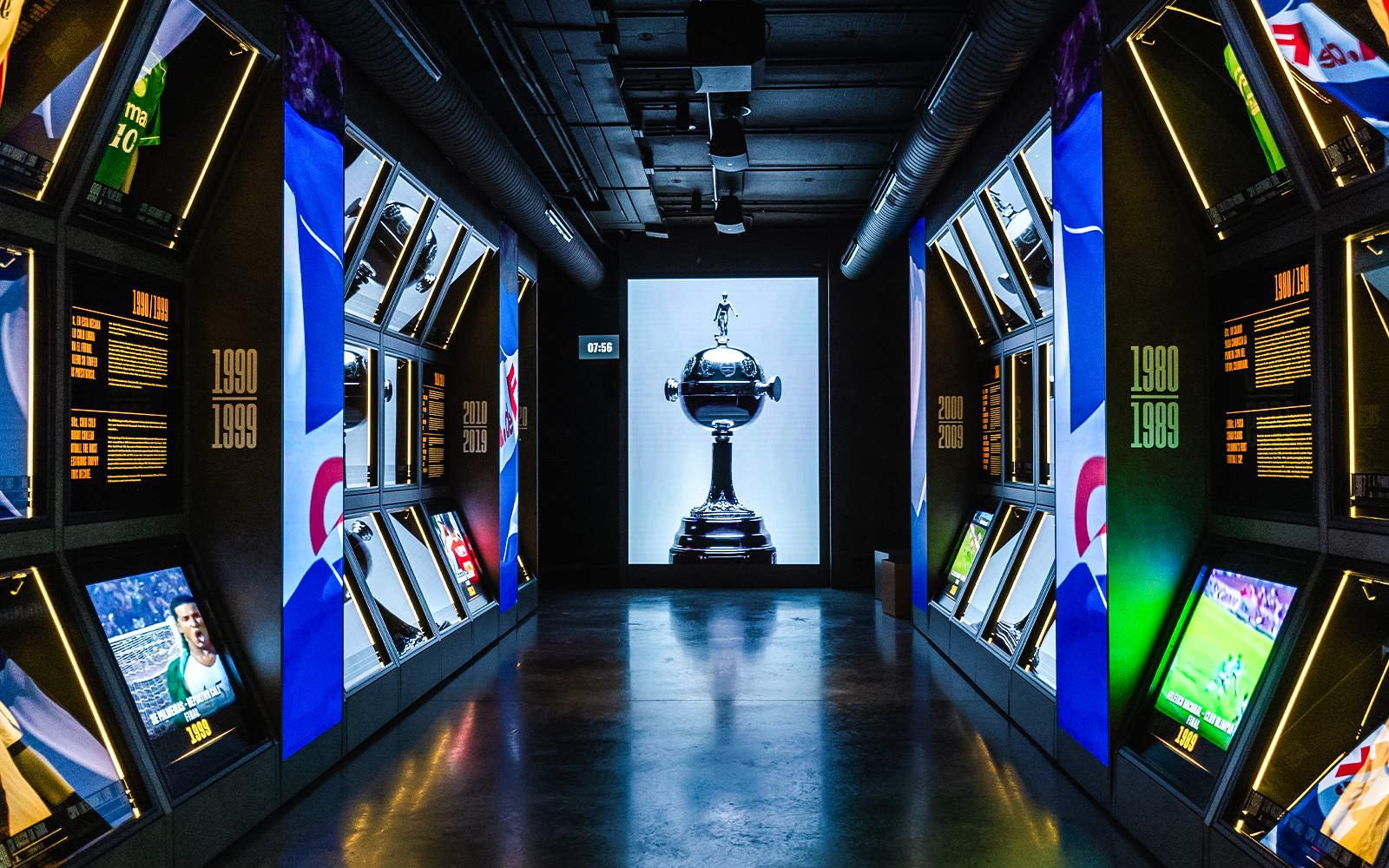 Football memorabilia display at Legends: The Home of Football Museum, Manchester.