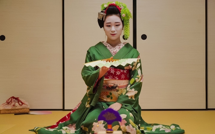 Geisha in traditional kimono during Gion Walking Tour, Kyoto.