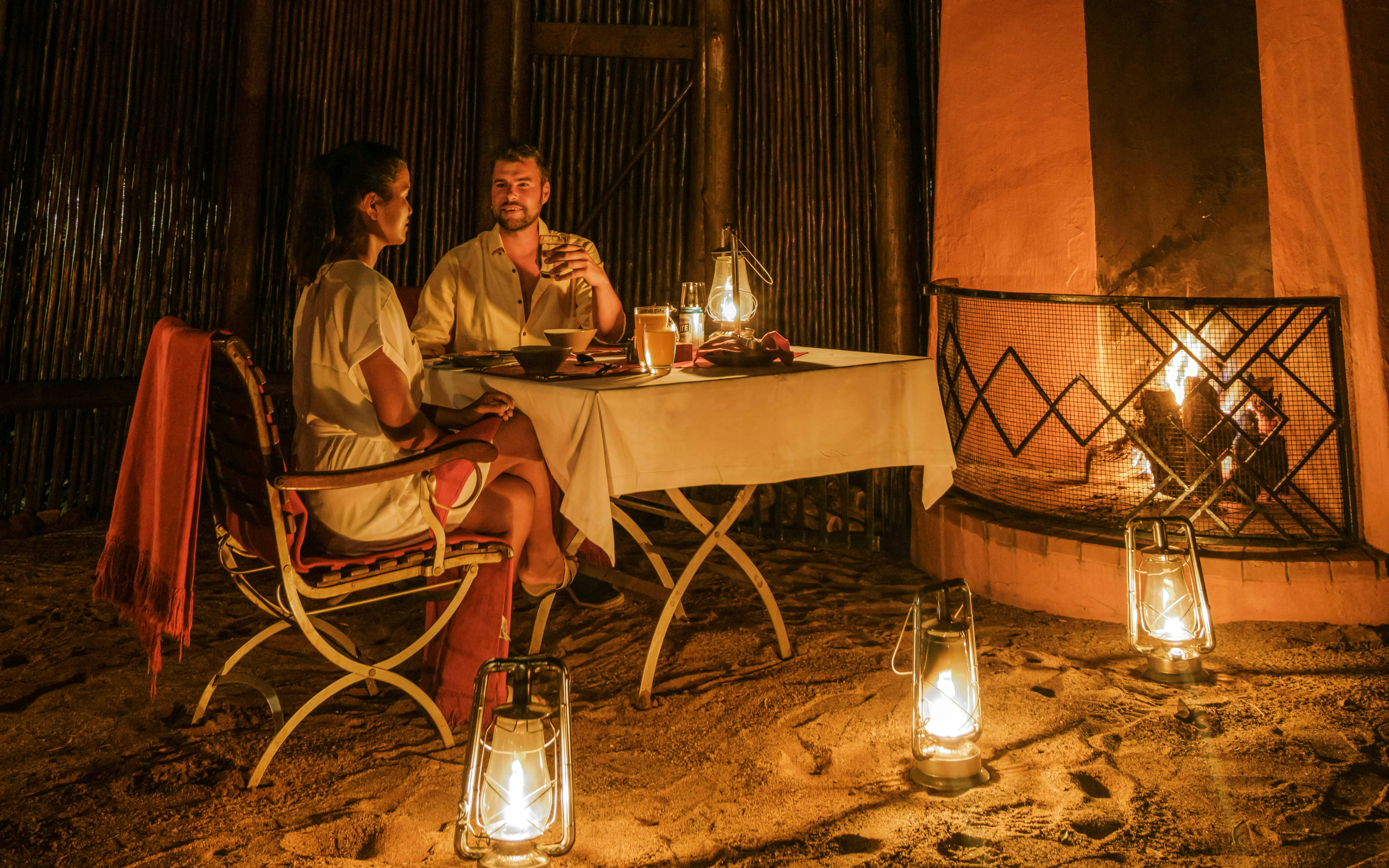 Candlelit dining experience in the heart of Kruger National Park, South Africa