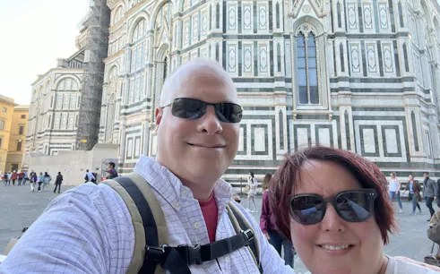 Florence Cathedral facade during self-guided city exploration game.