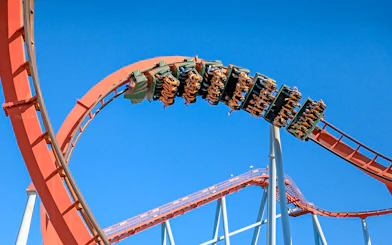 Roller coaster loop at Parque de Atracciones, Madrid.