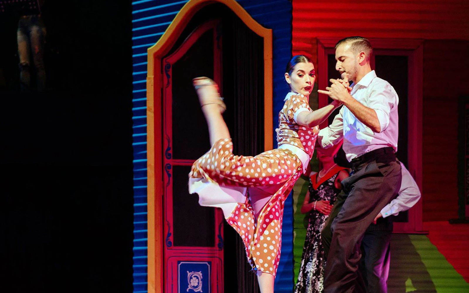 Dancers performing at Tango Porteño Show in Buenos Aires.