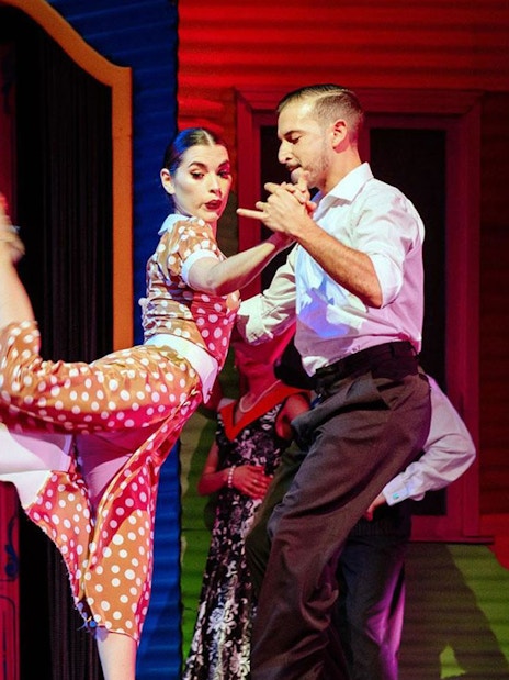 Dancers performing at Tango Porteño Show in Buenos Aires.