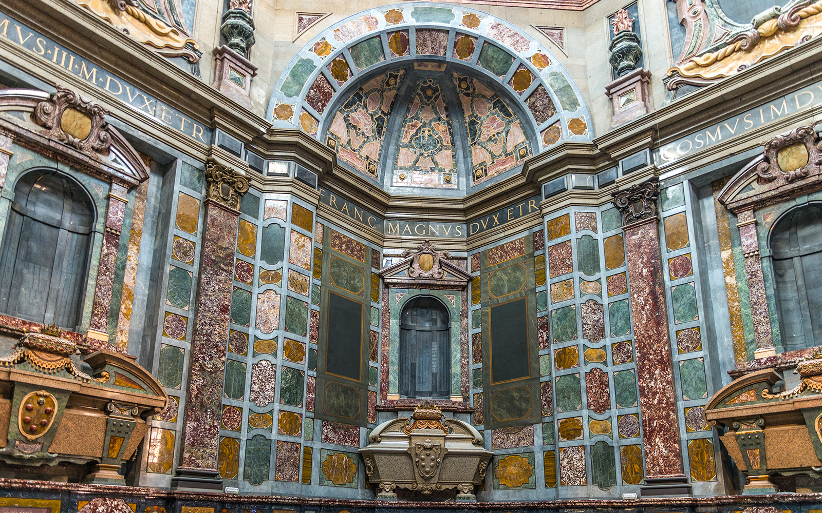 Medici Chapel interior with ornate marble walls, Florence Medici Walking Tour.