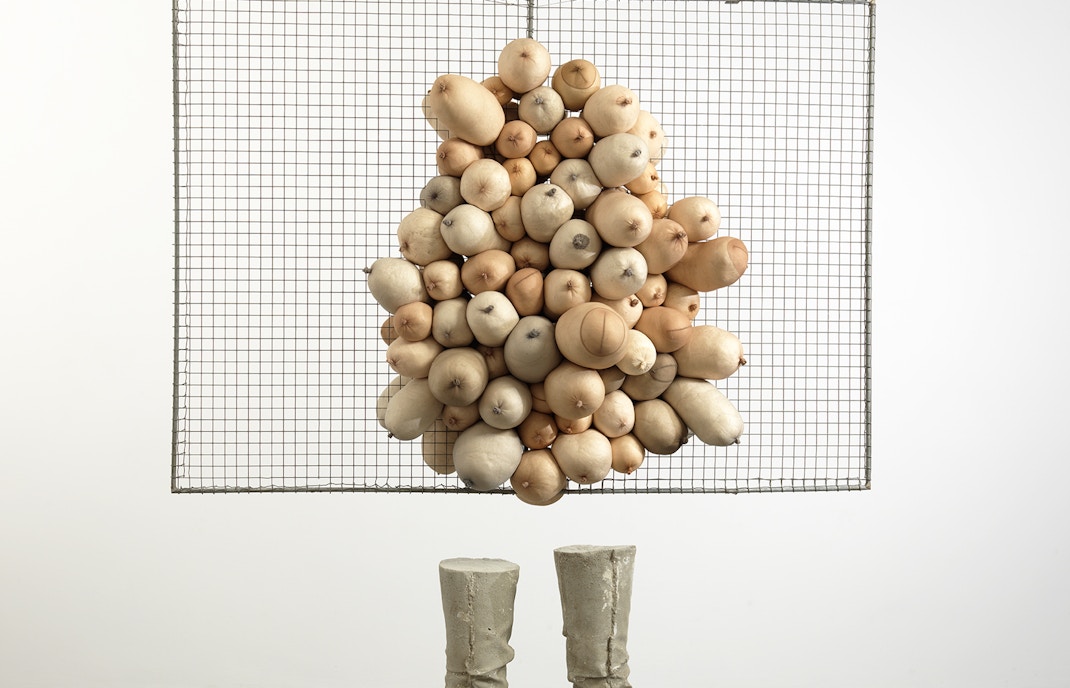 Sarah Lucas' art at Reaching for the Stars Exhibition at the Strozzi Palace