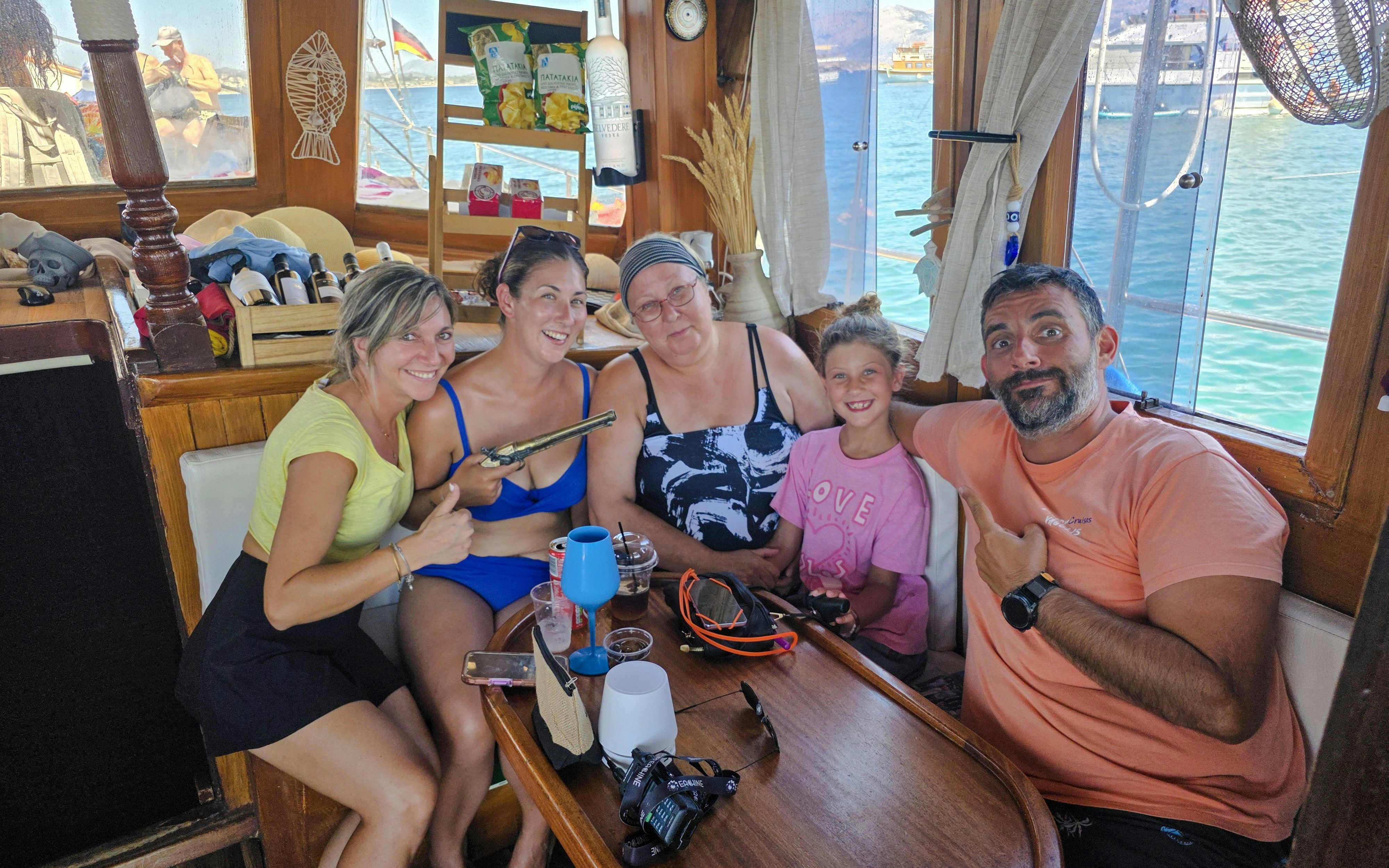 Group enjoying a boat cruise from Kefalonia, Greece.