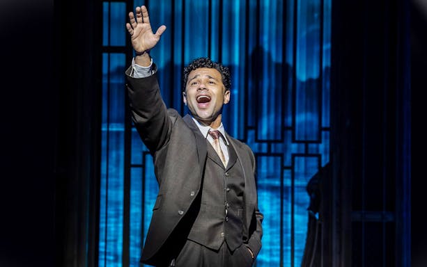 Performer on stage during The Great Gatsby in New York.