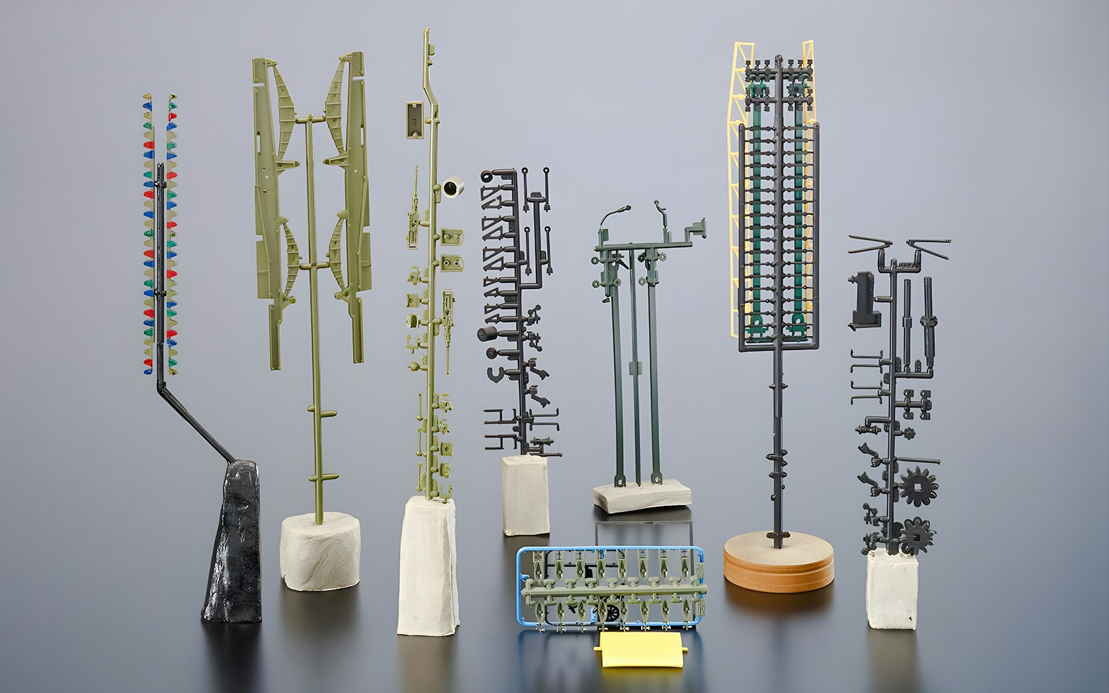 Sculptural assemblage by Klippel at National Gallery of Victoria, featuring mechanical and organic elements.