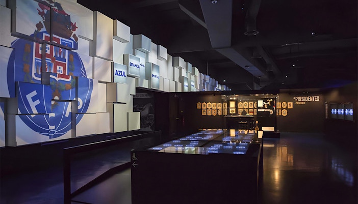 FC Porto Museum and Stadium tour entrance with blue and white team colors.