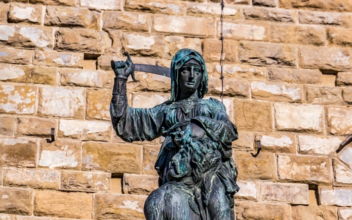 Judith statue holding sword at Palazzo Vecchio, Florence.