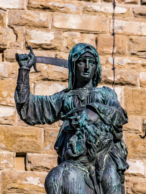 Judith statue holding sword at Palazzo Vecchio, Florence.