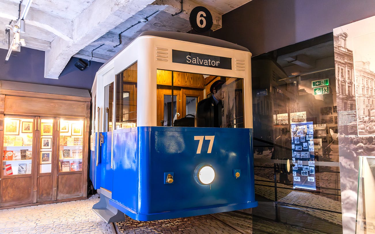 Train exhibit inside Oskar Schindler's Factory, Krakow, Poland.