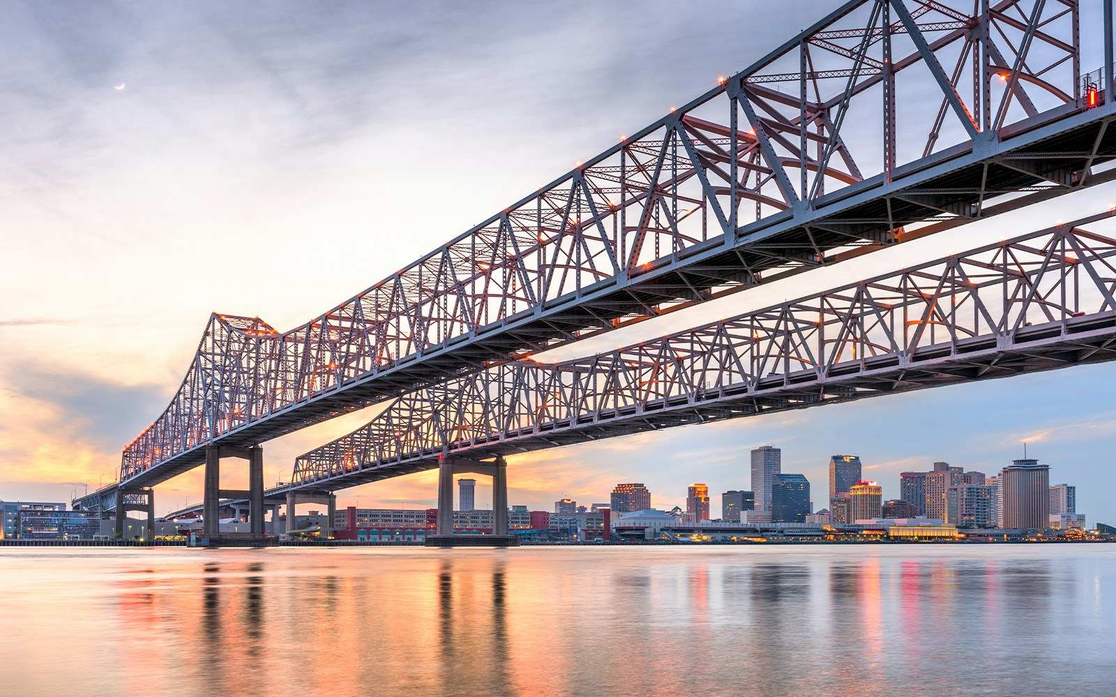 Crescent City Connection Bridge over the Mississippi River in New Orleans, Louisiana