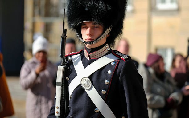Royal guard in uniform during Copenhagen private tour.