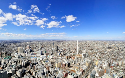 Panoramic view of Tokyo from Sunshine 60 Observatory Tenbou Park.