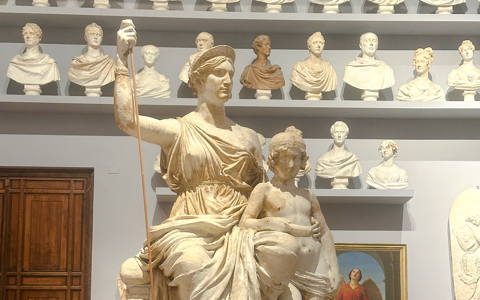 Sculptures by Lorenzo Bartolini in Accademia Gallery, Florence, featuring classical figures.