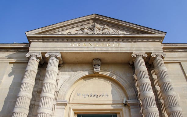 Orangerie Museum entrance with classical columns, Paris.