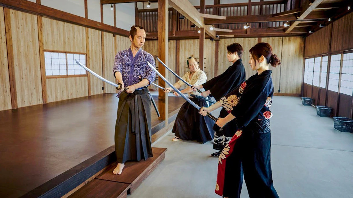 Samurai sword training session at TOEI Kyoto Studio Park.