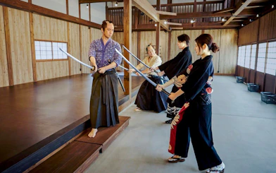 Samurai sword training session at TOEI Kyoto Studio Park.