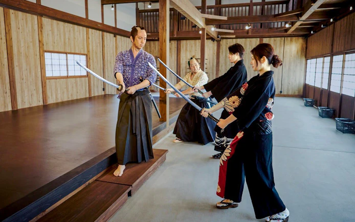 Samurai sword training session at TOEI Kyoto Studio Park.