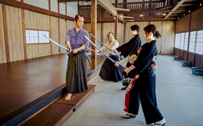 Samurai sword training session at TOEI Kyoto Studio Park.