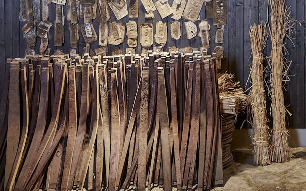 Barrel staves and traditional tools at Cockburn's English tour and Super Premium tasting.