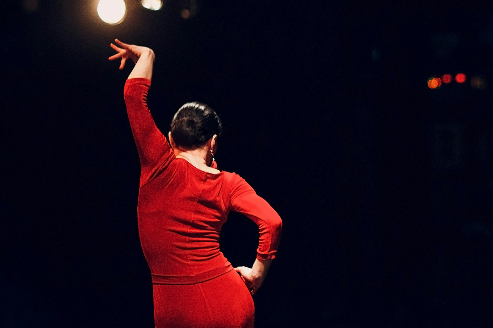 Flamenco dancer performing at Torres Bermejas in Madrid.