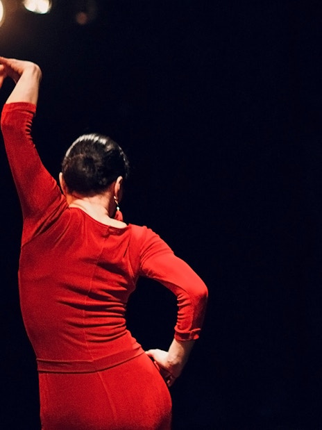 Flamenco dancer performing at Torres Bermejas in Madrid.