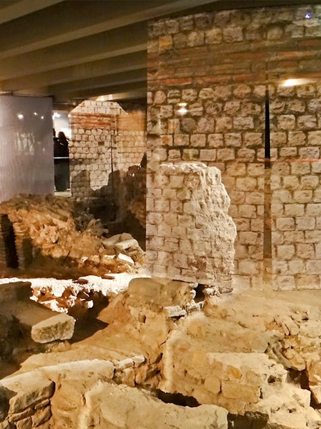 Archeological ruins in the crypt beneath Notre Dame, Paris.