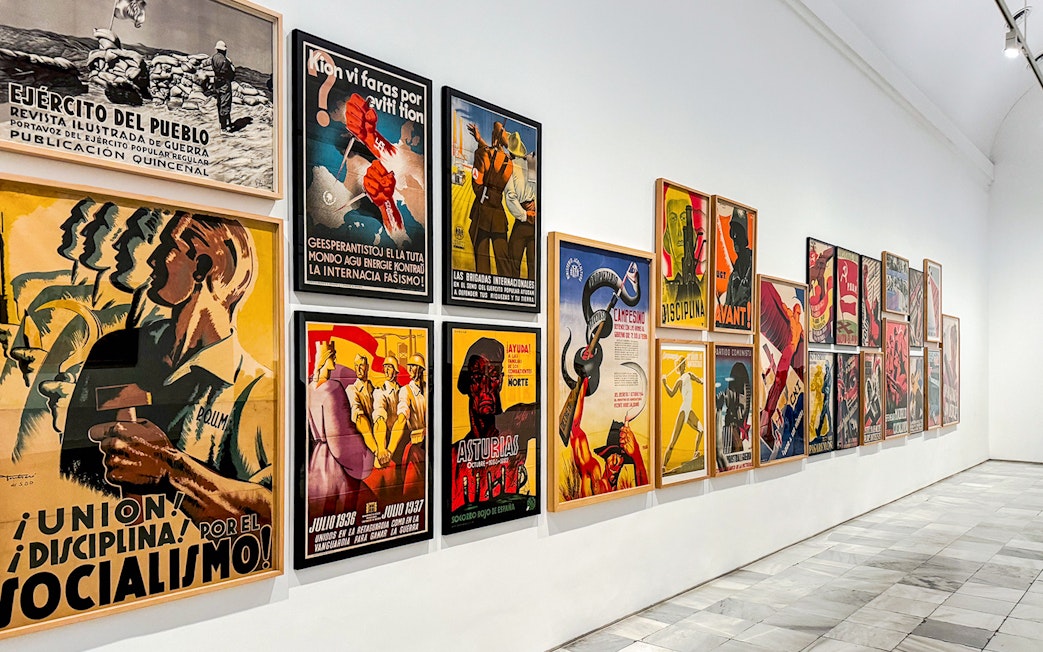 Reina Sofia Museum art display featuring historical posters.