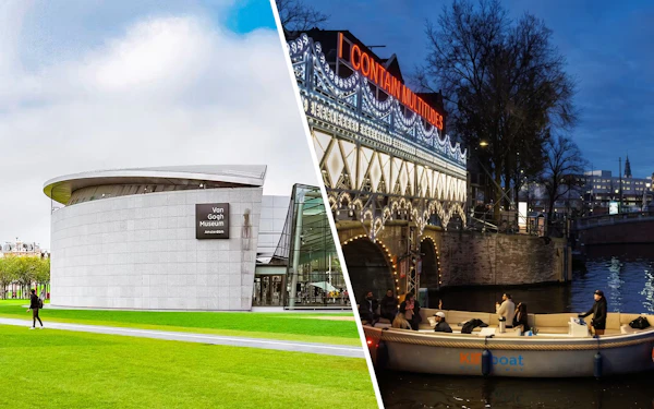 Combo: Amsterdam Light Festival Cruise with Free Drink & Dutch Snack + Van Gogh Museum Tickets