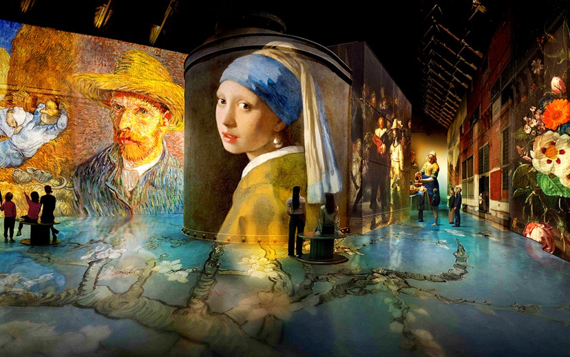 Van Gogh and Vermeer artworks projected at Fabrique des Lumières exhibition.