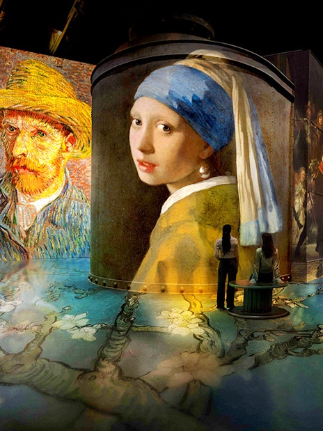 Van Gogh and Vermeer artworks projected at Fabrique des Lumières exhibition.