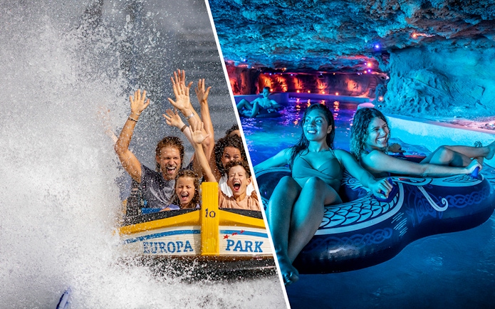 Europa Park water ride and Rulantica Water Park indoor pool experience.