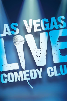 Las Vegas Live Comedy Club logo with spotlight effect.