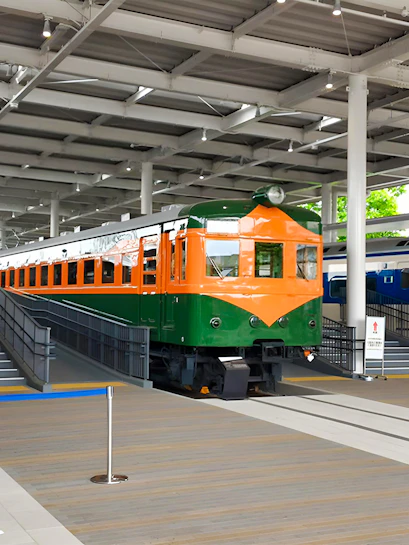 Historic train exhibit at Kyoto Railway Museum.