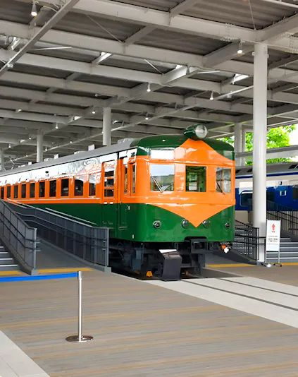 Historic train exhibit at Kyoto Railway Museum.