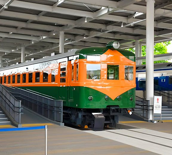 Historic train exhibit at Kyoto Railway Museum.