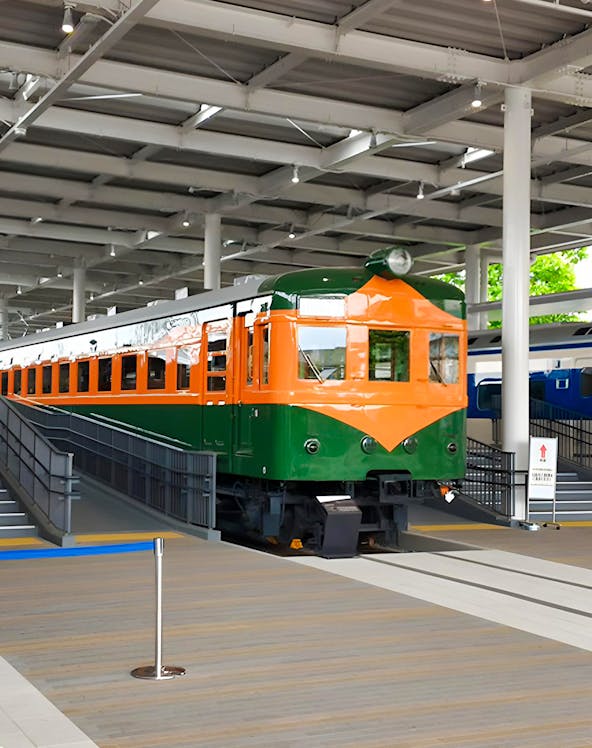 Historic train exhibit at Kyoto Railway Museum.
