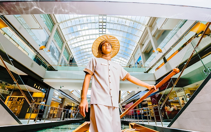 Gondola ride inside Marina Bay Sands shopping mall, Singapore.
