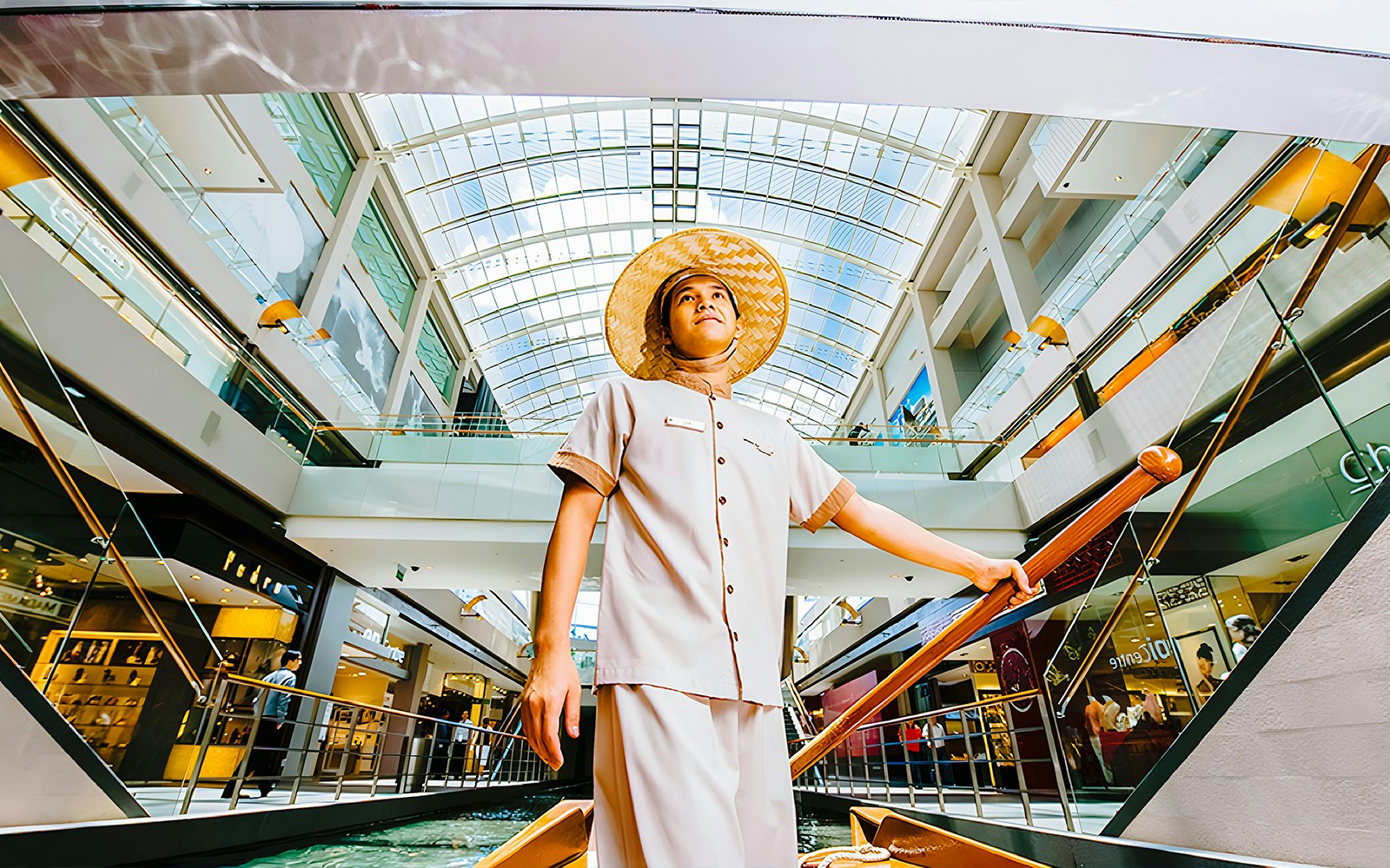Gondola ride inside Marina Bay Sands shopping mall, Singapore.